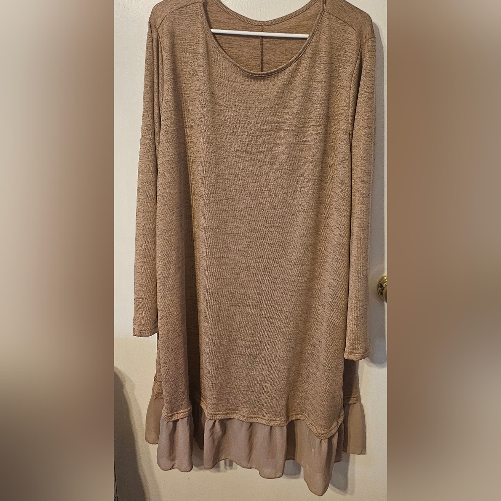SHEIN Tan Cowl Neck Sweater Knit Longline